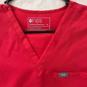 Figs Neon red Catarina one pocket scrub top